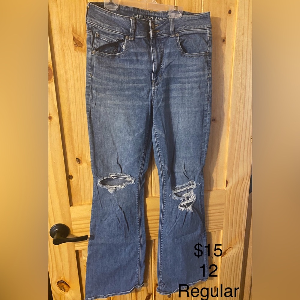 American Eagle distressed flare jeans